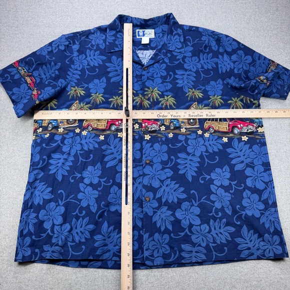 RJC Hawaiian Shirt Mens L Woodie Car Floral Print Aloha Shirt Made in Hawaii - Picture 4 of 8